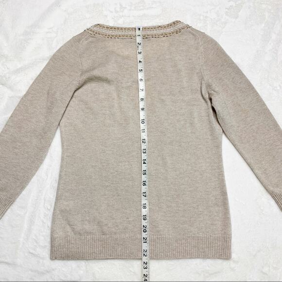 BANANA REPUBLIC Beige Embellished Beaded Wool Blend Sweater size Small - Picture 8 of 10